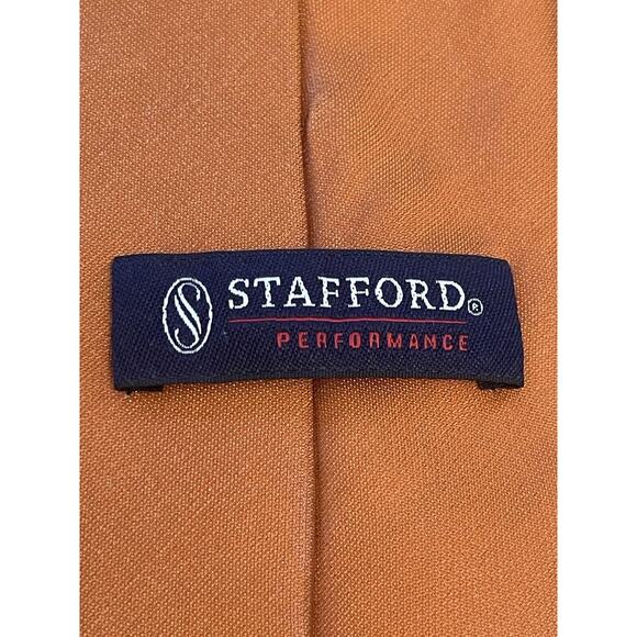 Stafford Performance Orange 60% Silk 40% Nylon Men’s Neck Tie Made In China - Picture 8 of 9